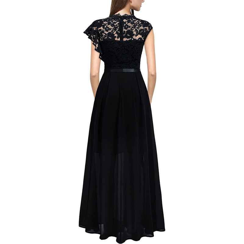 Europäischer und amerikanischer heißer Stil, Abendkleid, Spitzenstil, hoher Taille, langer Rock_voghion.com