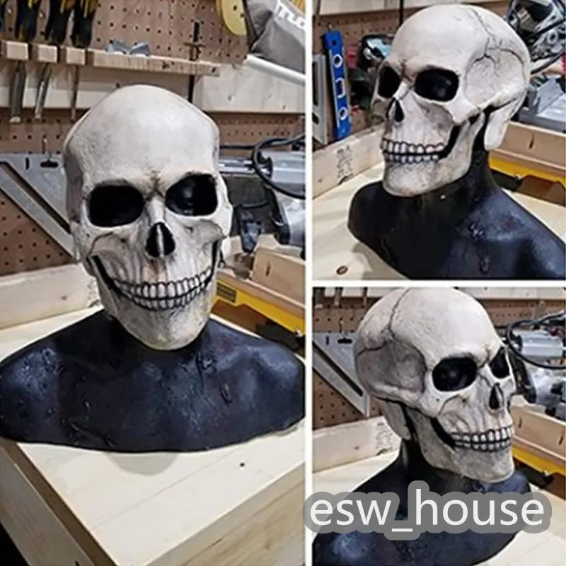 Halloween-juhlat, koko pään kallonaamio, jossa liikkuva leuka, pelottava lateksi, aikuisten kokoinen cosplay-naamiaiset_voghion.com