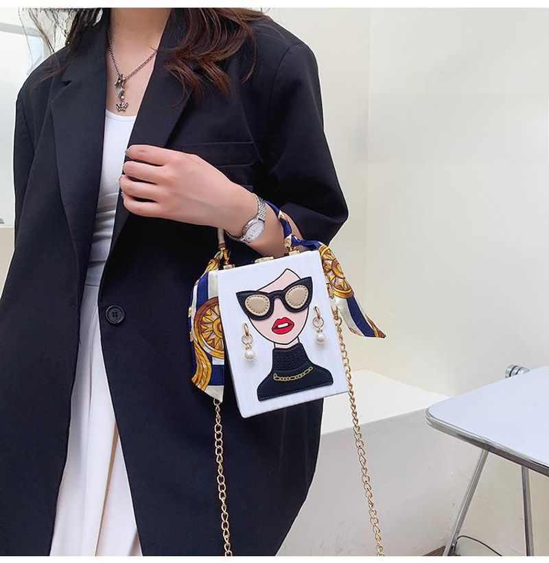 2023 grenzüberschreitende neue Box-Dinner-Tasche personalisierte Nischen-Graffiti-Handytasche Retro-Kette Handytasche_voghion.com