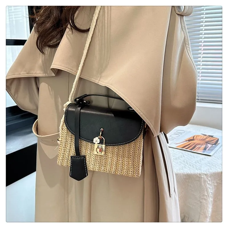 Woven Single Shoulder Crossbody Bag Premium Texture Small Square_voghion.com