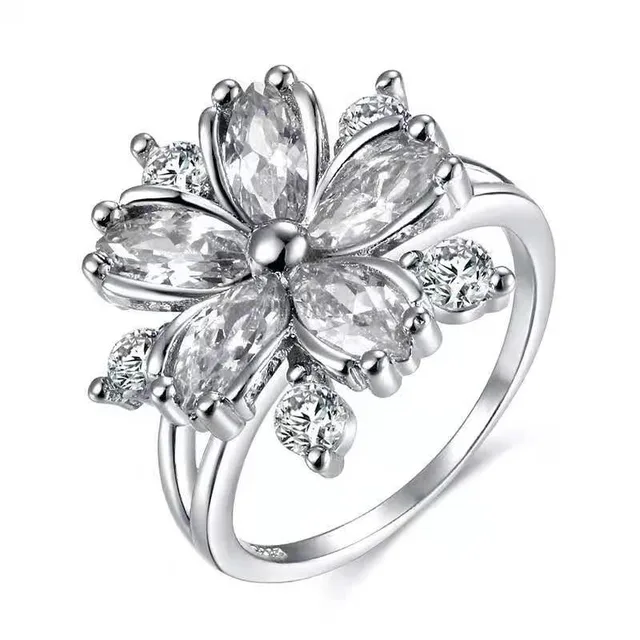Ready Stock Niedliche weibliche rosa Kristallstein-Charme Silberfarbe dünne Eheringe für Frauen zierliche Braut Wer Zirkon-Verlobungsring_voghion.com