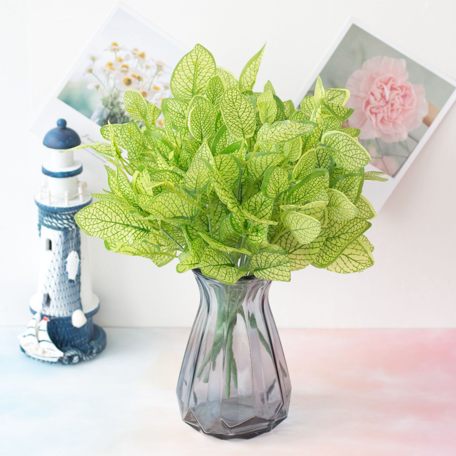 Materiali per pareti vegetali Ingegneria delle foglie verdi Foglie posteriori di tartaruga a 7 forcelle Fiori di simulazione Piantagione da interno_voghion.com