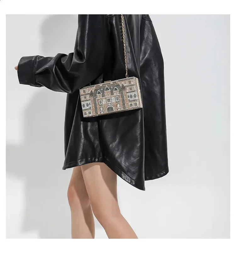 Geantă de mână Dia pentru cină, petrecere, nuntă, clip, seară, lanțuri, geantă de umăr crossbody cu paiete, Clutch 240830_voghion.com