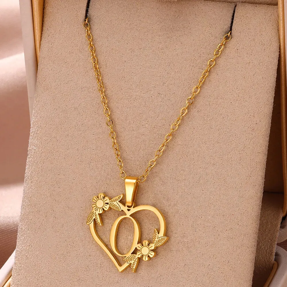 Anhänger Halsketten AZ Edelstahl Schmuck Initiale Herzanhänger geeignet für Frauen Liebeskette Anfangsbuchstabe_voghion.com