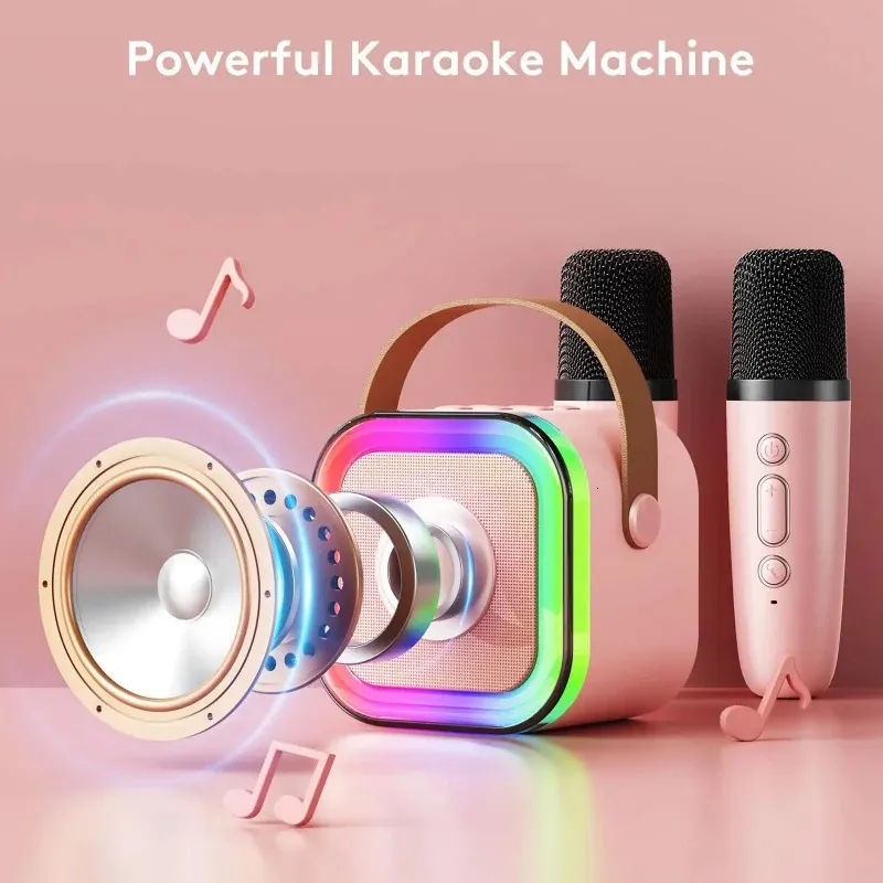 K12 Karaoke Hine With 1-2 Wireless Microphones Portable 5.3 PA Bluetooth Speaker System RGB Lights Audio Home KTV Gifts_voghion.com