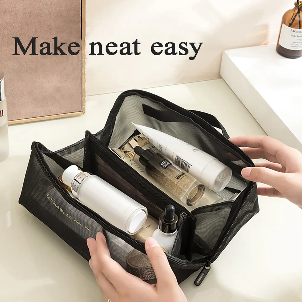 Zipper Transparent Mes Makeup Large Capacity Make Up Toiletry Was Bags Women Travel Portable Cosmetic Bag Storage_voghion.com