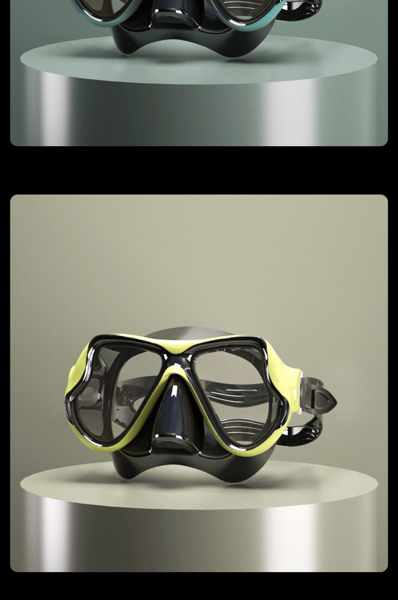 Hd tempered glass diving goggles Full dry shallow mask snorkel set_voghion.com