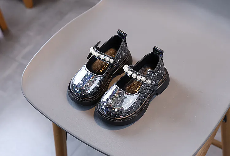 Jenter Vår Småbarn Barn Mote Prinsesse Festsko Barn Uformelt Lakkert Skinn Perler Stjernesko Myke Såler Størrelser_voghion.com