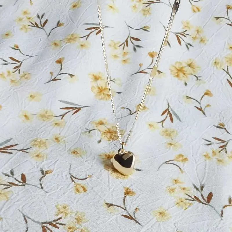 Collana con ciondolo a forma di cuore piccolo per donna, regalo, collane girocollo bohemien in metallo lucido e semplice, a catena corta, gioielli di tendenza_voghion.com