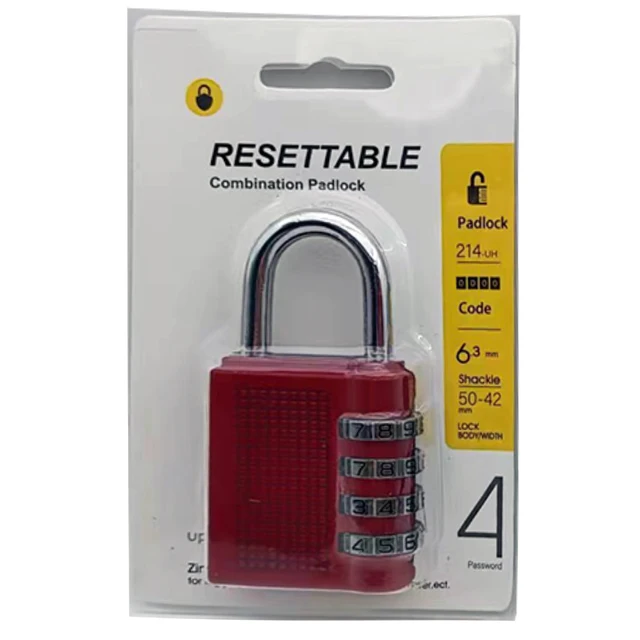 4 Dial Digit Combination Lock Outdoor Safely Code Black Heavy Duty Weatherproof Security Padlock for Lage Zipper Cabinet_voghion.com