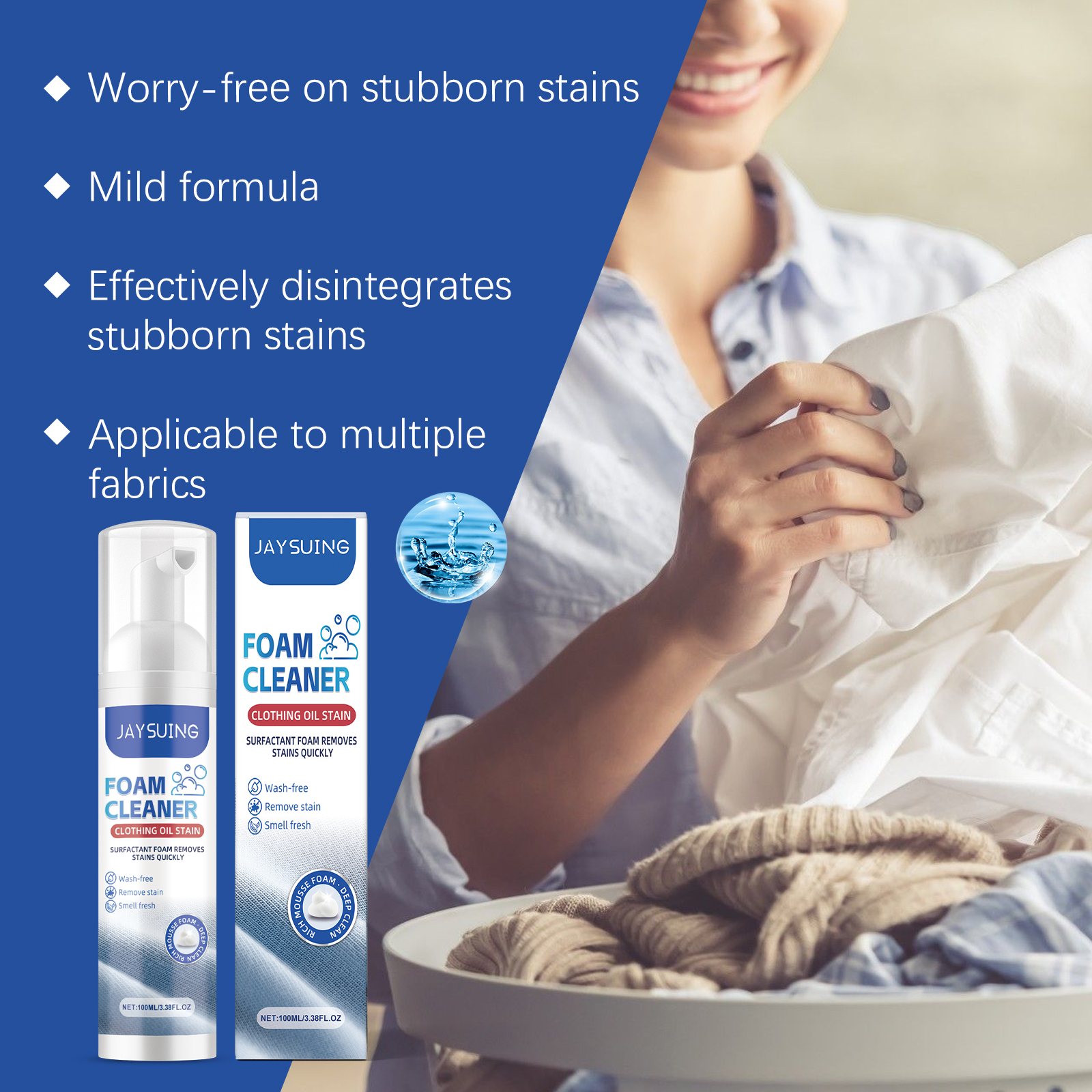 Jaysuing Clothing Oil Stain Foam Cleaner To Remove Stubborn Stains Leave Fragrance Clean Clothing Stain Remover_voghion.com