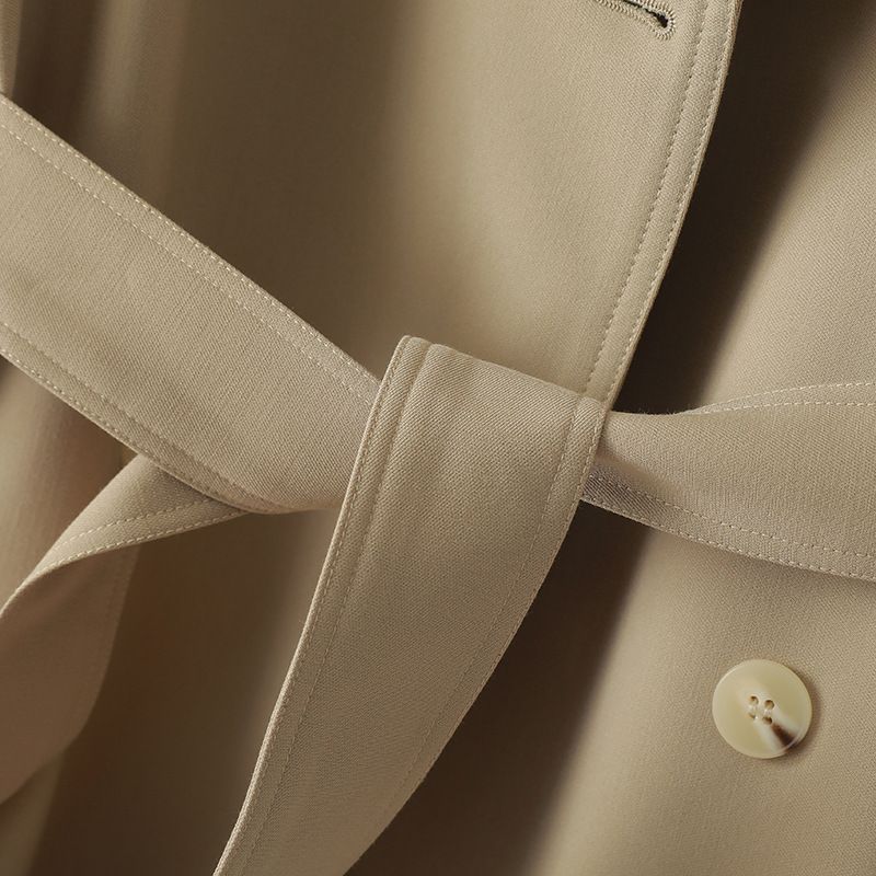 Women's autumn new long-sleeved lapel belted windbreaker jacket 8296_voghion.com