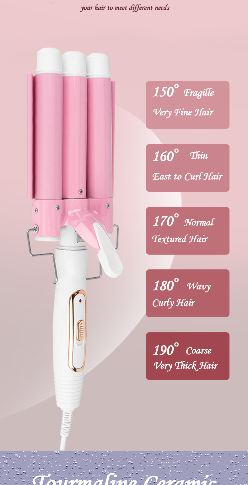 three-in-one curling stick home lazy big wave instant noodle head three-tube egg roll curling iron_voghion.com