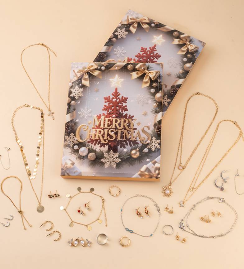 Countdown Christmas Blind Box Christmas Jewelry Set, Rings, Necklaces, Earrings, 24 Piece Christmas Set_voghion.com