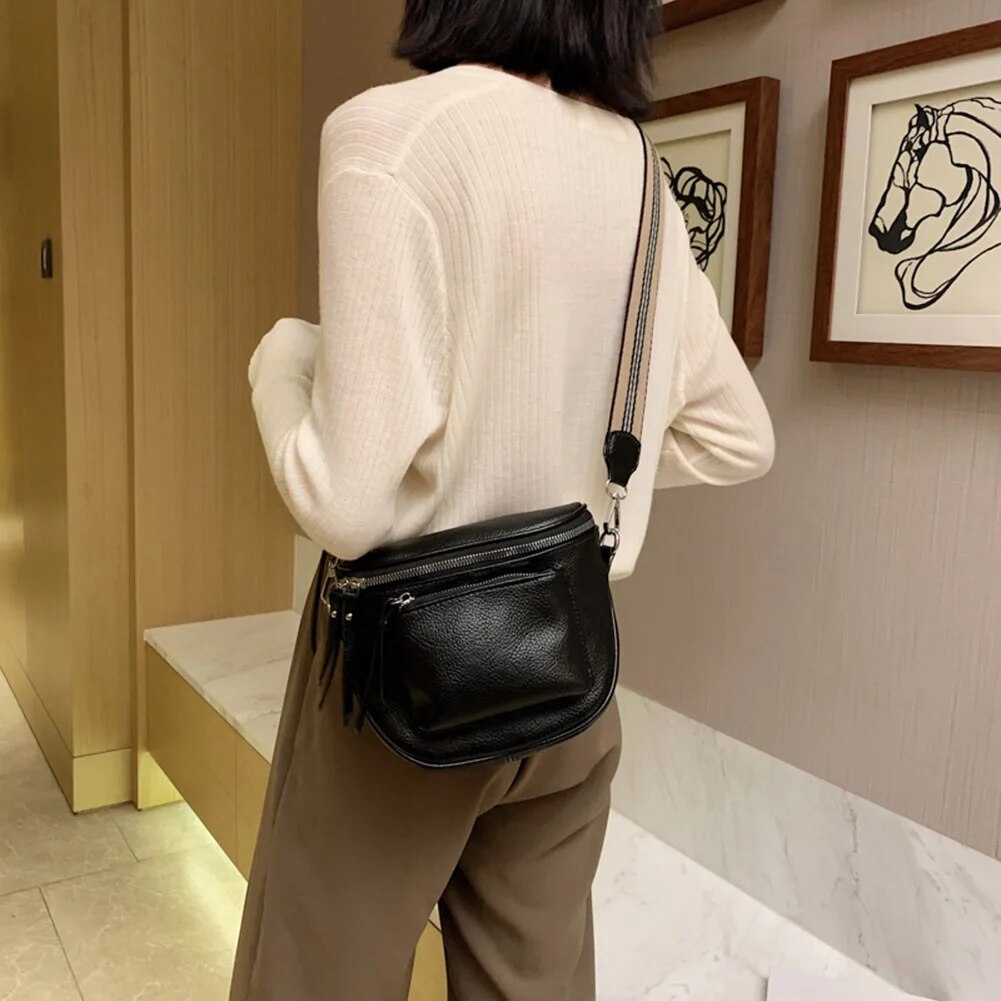 С доставкой Damen Vintage Leder Crossbody Schulter Taschen für Frauen Brust Tasche 2023 Marke Dame Trend Handtaschen Fanny Pack_voghion.com