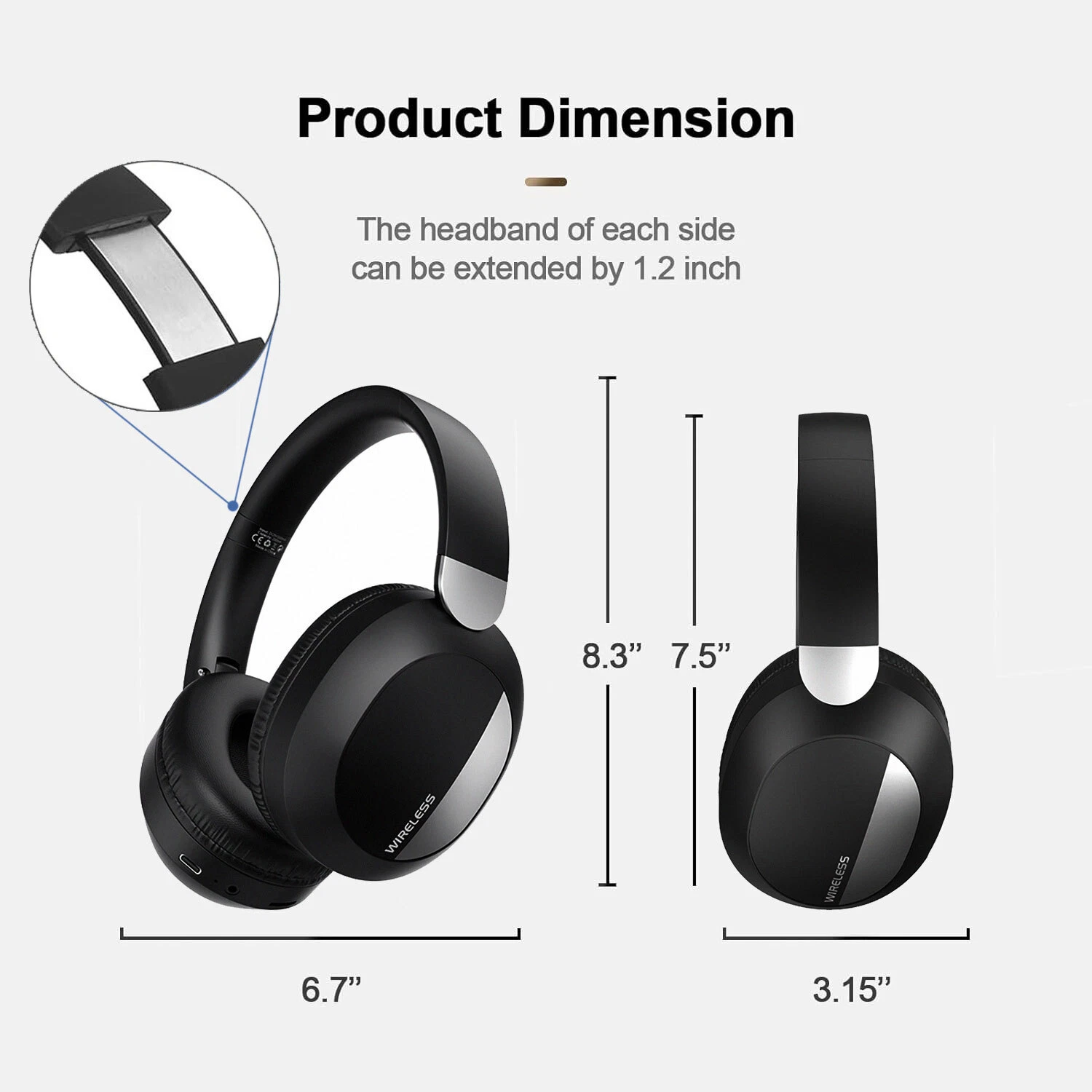 Wireless Bluetooth 5.3 Headphones Foldable Stereo Earphones Headset Mic Over-Ear_voghion.com
