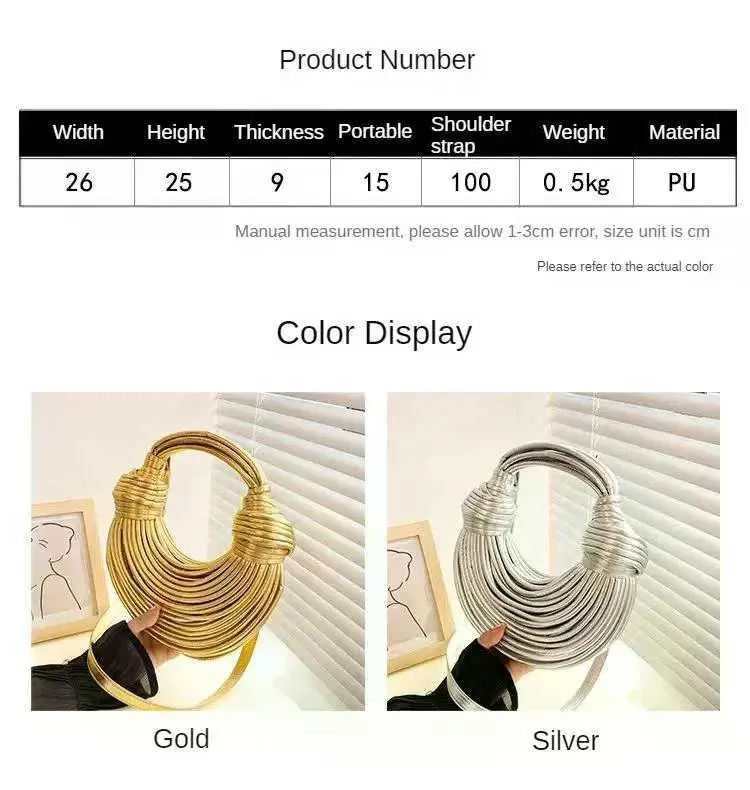 Naiste käekotid 2024. aastal, uued kuldses disainibrändi käsitsi kootud nuudlikotid, köiega sõlmitud, tõmmatud hulkur-sier õhtukotid_voghion.com