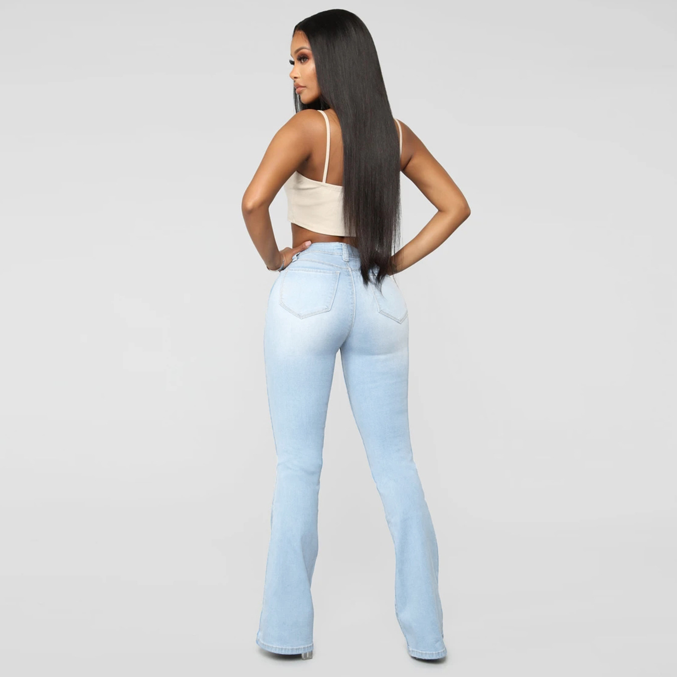 Damenbekleidung - Stretch-Hose mit schmaler Passform und hoher Taille für Damen_voghion.com