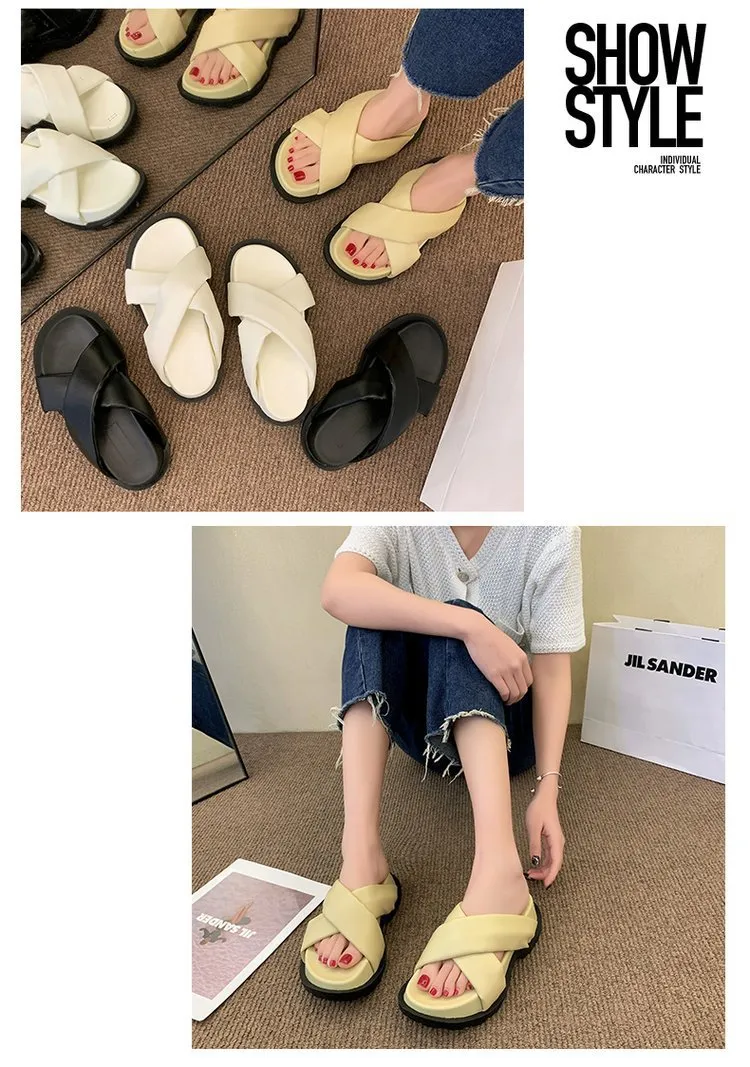 2022 Nw Womn Non-slip Platform Slipprs Summr Comfortabl Bach slids Woman Fashion Thick Sol outdoor sandals_voghion.com