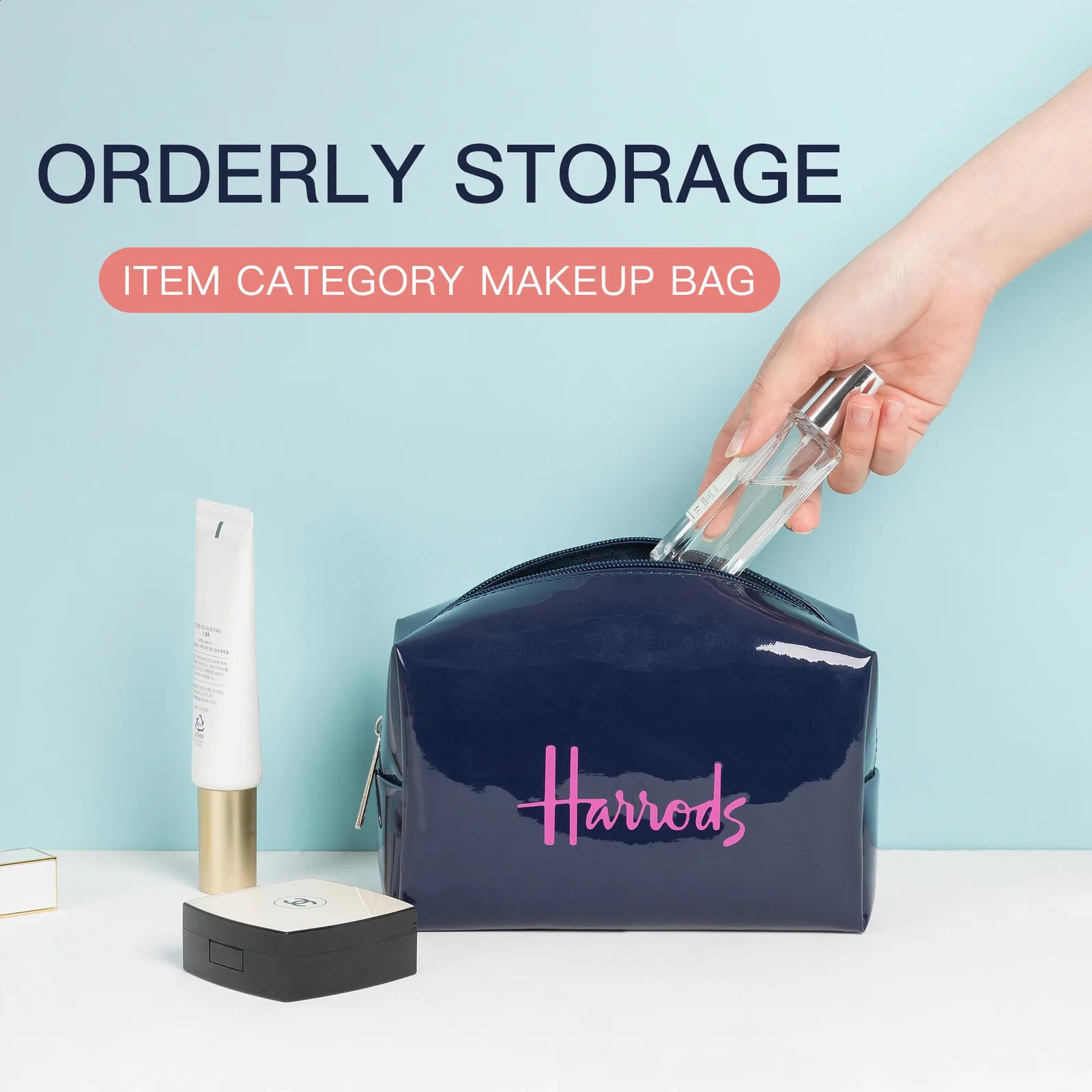 Fashion PVC Organizers Makeup Bag Waterproof Nylon Travel Cosmetic Case Zipper Wash Toiletry Pouch Small Portable Clutch_voghion.com