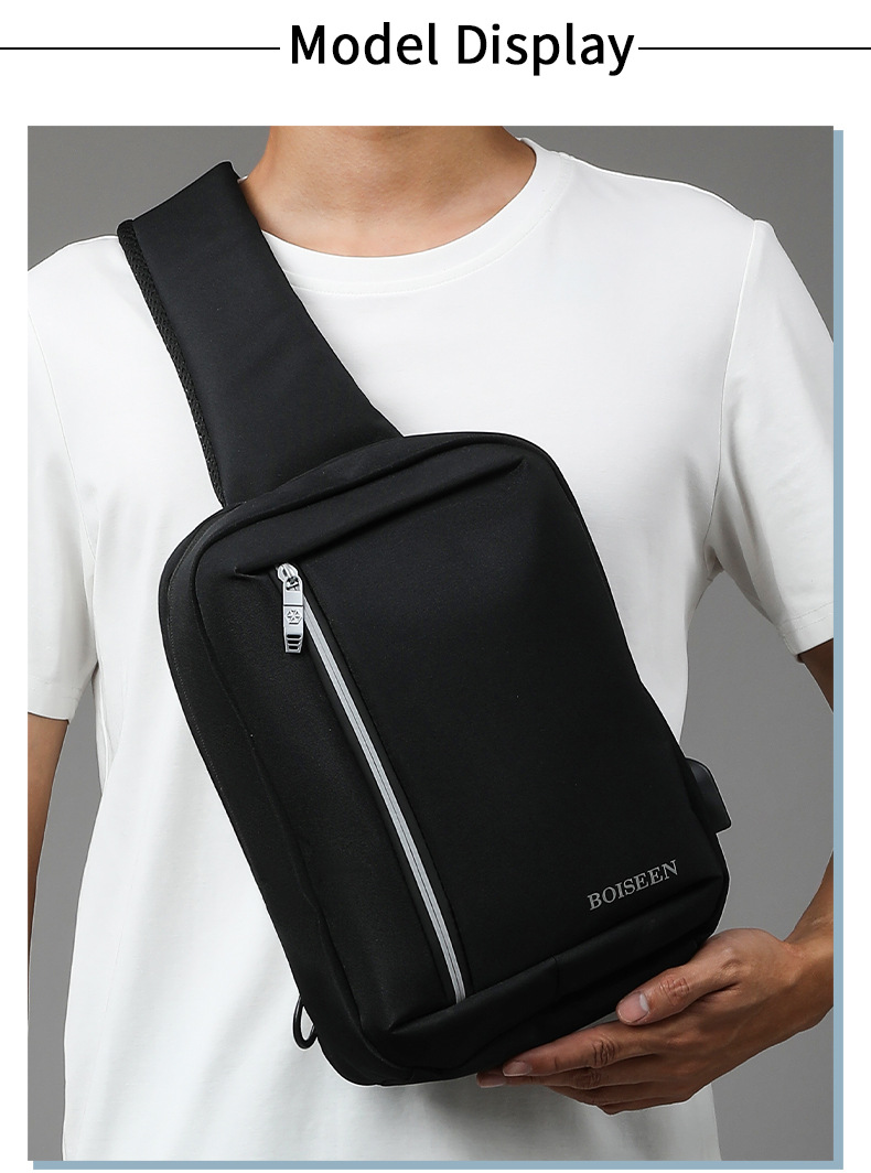 Boiseen nuovo marsupio da uomo cross-border business grande capacità borsa a tracolla con cerniera borsa portaoggetti con ricarica USB all'ingrosso_voghion.com