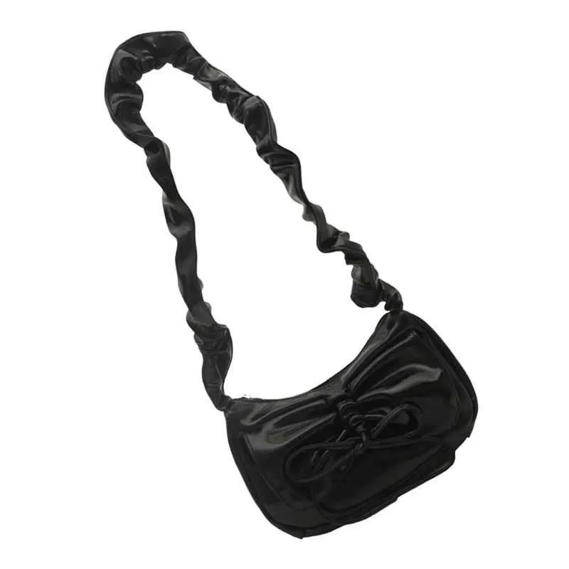 Borsa a spalla increspata contemporanea con fiocco in similpelle_voghion.com