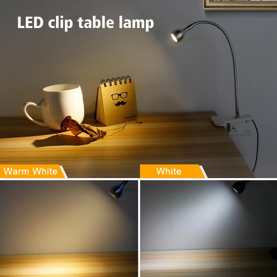 USB Power Supply Desk Lamp with Clip Holder Rechargeable USB Led Table Lamp Flexible Foldable Eye Protection Reading Book Lights_voghion.com