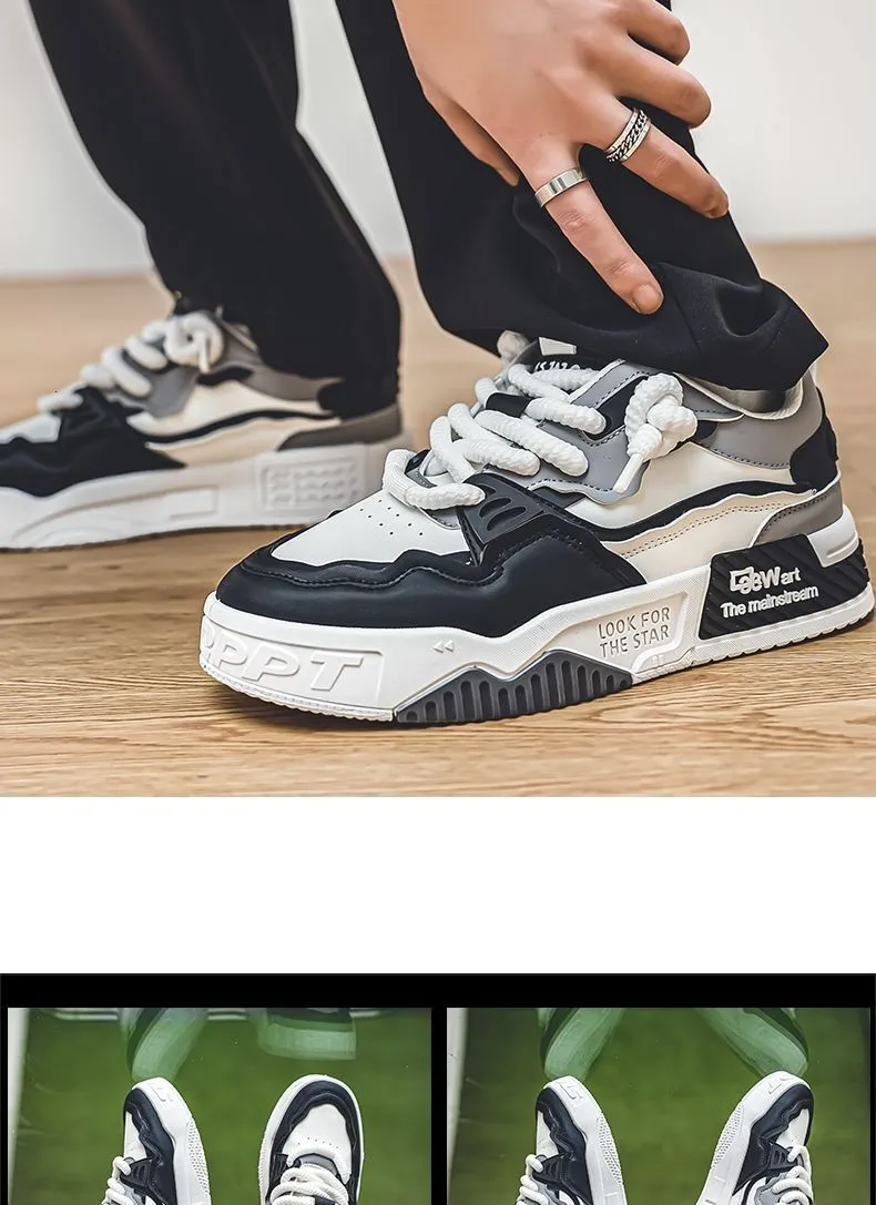 Grote vrijetijdssport heren dikke zool hoogteverhogende leren oppervlakte 46 maat boardschoenen_voghion.com