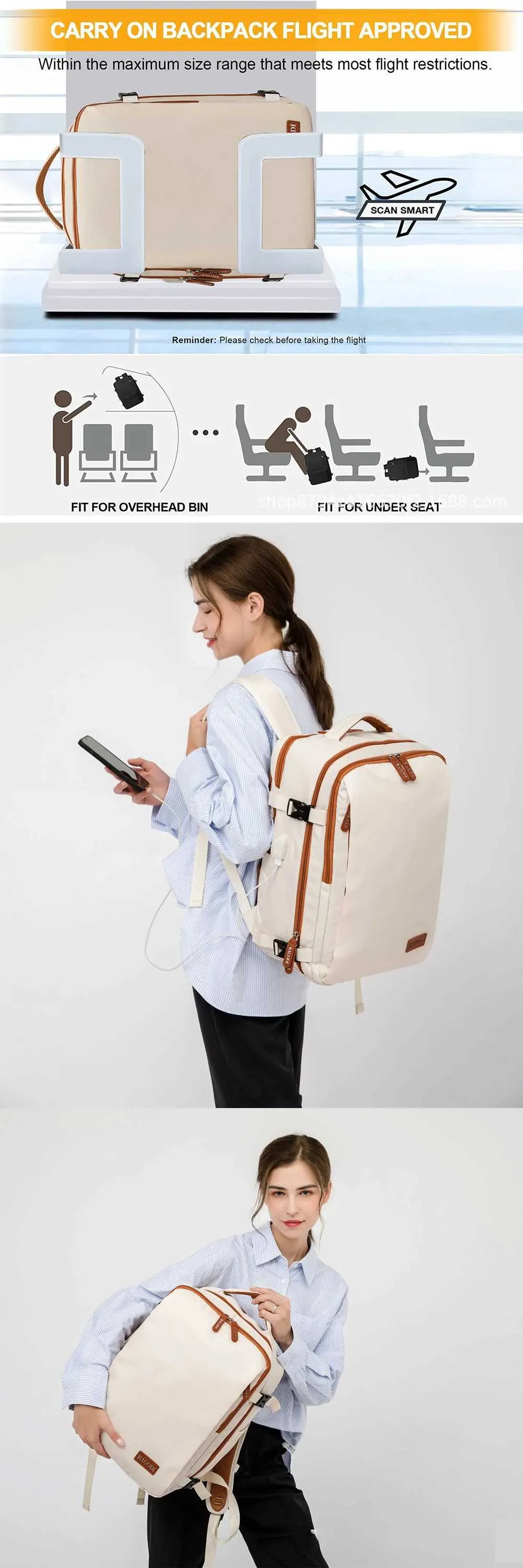 Sac d'avion Geestock Ryanair Cabin 45x20x30 Business Travel pour Easyjet Sac à dos pour ordinateur portable étanche Schoolba241107_voghion.com