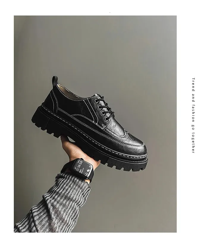 STRONGSHEN Heren Casual Leren Dikke Zool Formele Mode Handgemaakte Brogue Zakelijke Schoenen Oxford Atos Hombre 240614_voghion.com