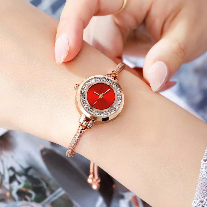 Women's Rhinestone Bracelet, Bracelet, Watch with Retractable Adjustment_voghion.com