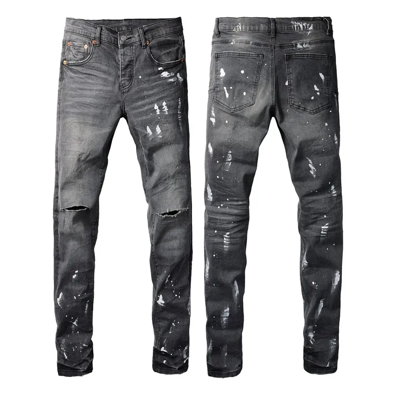 Pantaloni da uomo Jeans viola Jeans firmati in denim Pantaloni da uomo neri di alta qualità Jeans da motociclista strappati retrò dritti slim_voghion.com
