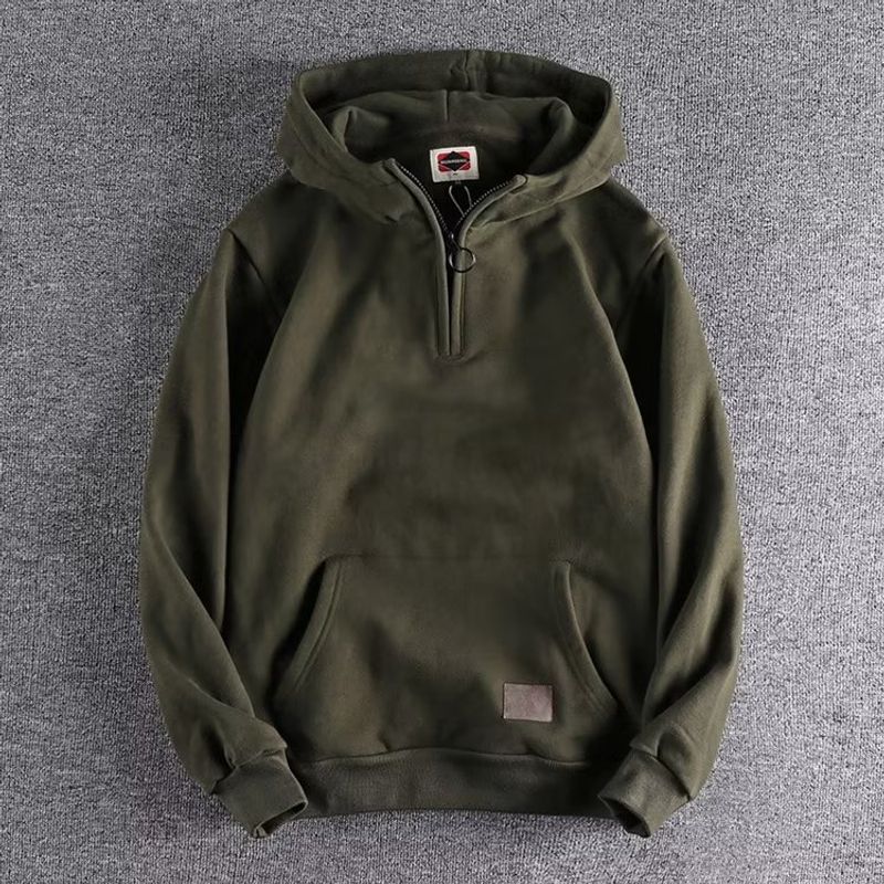 American Mode lässig halboffener Hals 2023 Herbst Jugendjacke dick geschlungen Wollpullover für Herren Felpa con cappuccio Trend_voghion.com