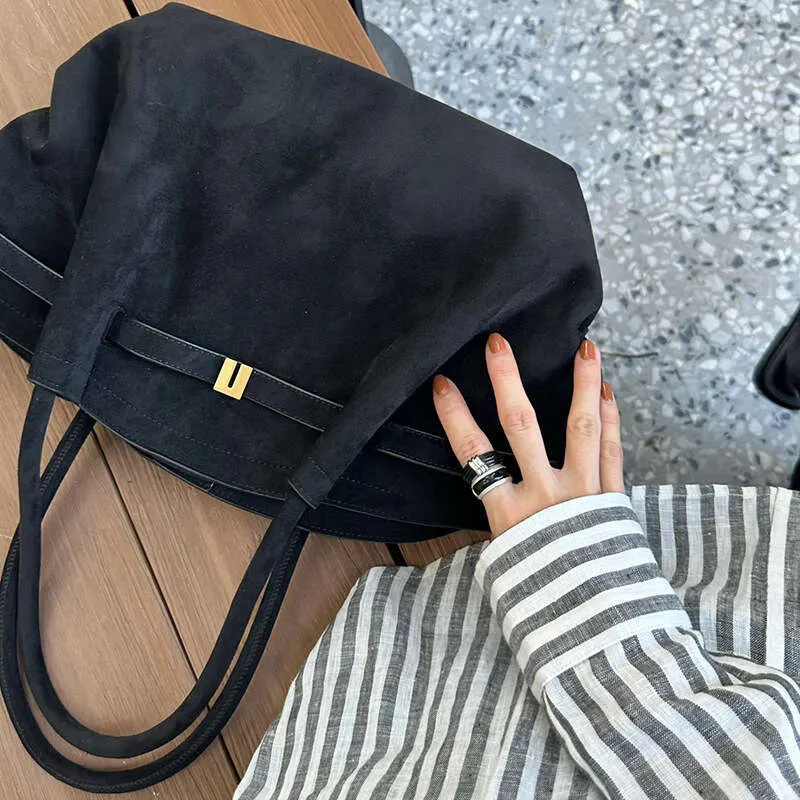 Nuova borsa a mano in pelle scamosciata opaca, borsa a tracolla da donna, grande capacità_voghion.com