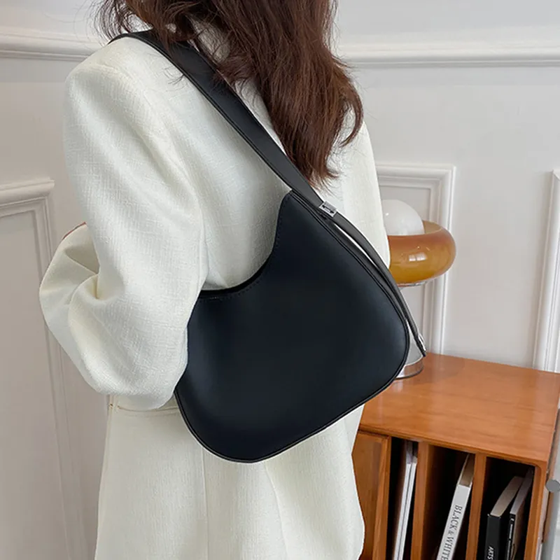 Yogodlns Half-Moon Shoulder Underarm PU Leather Armpit Retro Crossbody Bag Designer Ladies Portable Handbag Totes Purse_voghion.com
