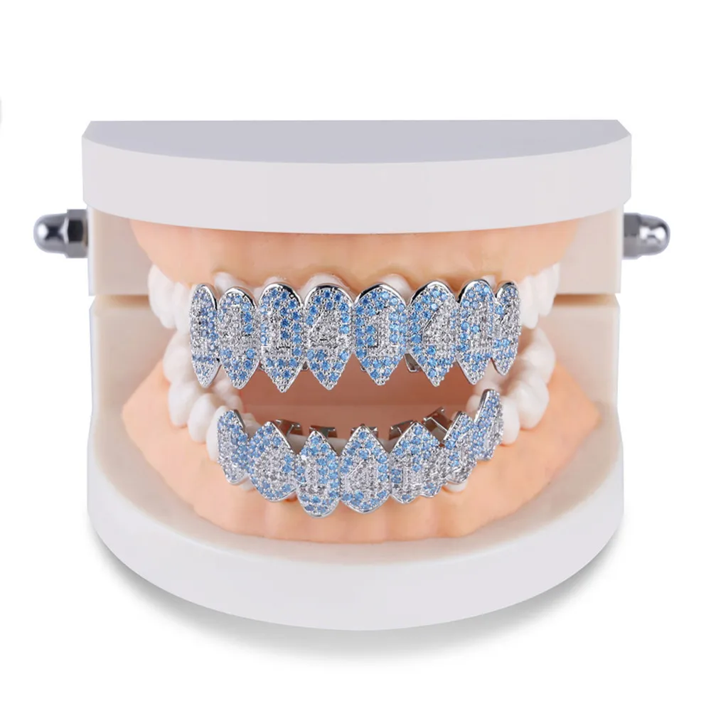 Sier Color Iced Out 1414 Gold Grillz Crystal Accessoires Top Bottom Grills Tanden Lichaamssieraden Hip Hop Bling Cubic Zircon7281835_voghion.com