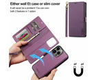 Für 16 Pro Max Luxus Abnehmbare Leder Brieftasche Flip Case + Gurt - Lila_voghion.com