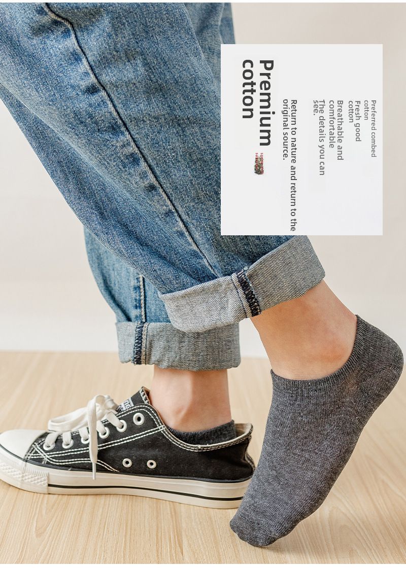 Calzini invisibili in cotone da uomo, in silicone, casual, antiscivolo, a bocca bassa, in tinta unita, in bianco e nero, per barche_voghion.com