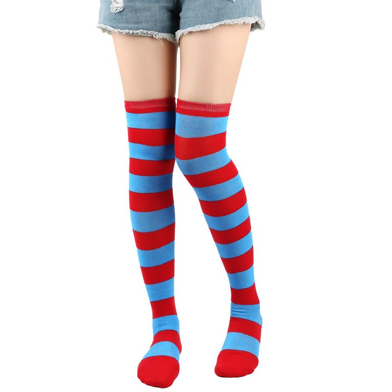 Christmas Knitted Striped Thigh Over Knee COS Anime Party Long Socks Women_voghion.com