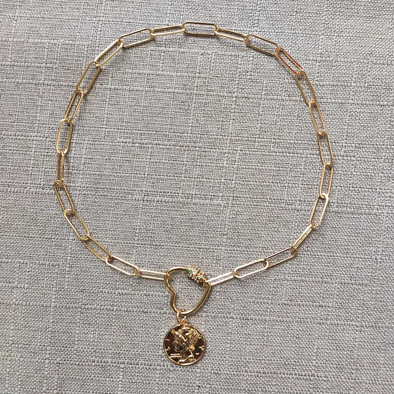 Colliers à pendentif pour femmes, chaîne à maillons épais, papillon, spirale, mousqueton, fermoir ras du cou, boucle en zircone cubique, bijoux_voghion.com
