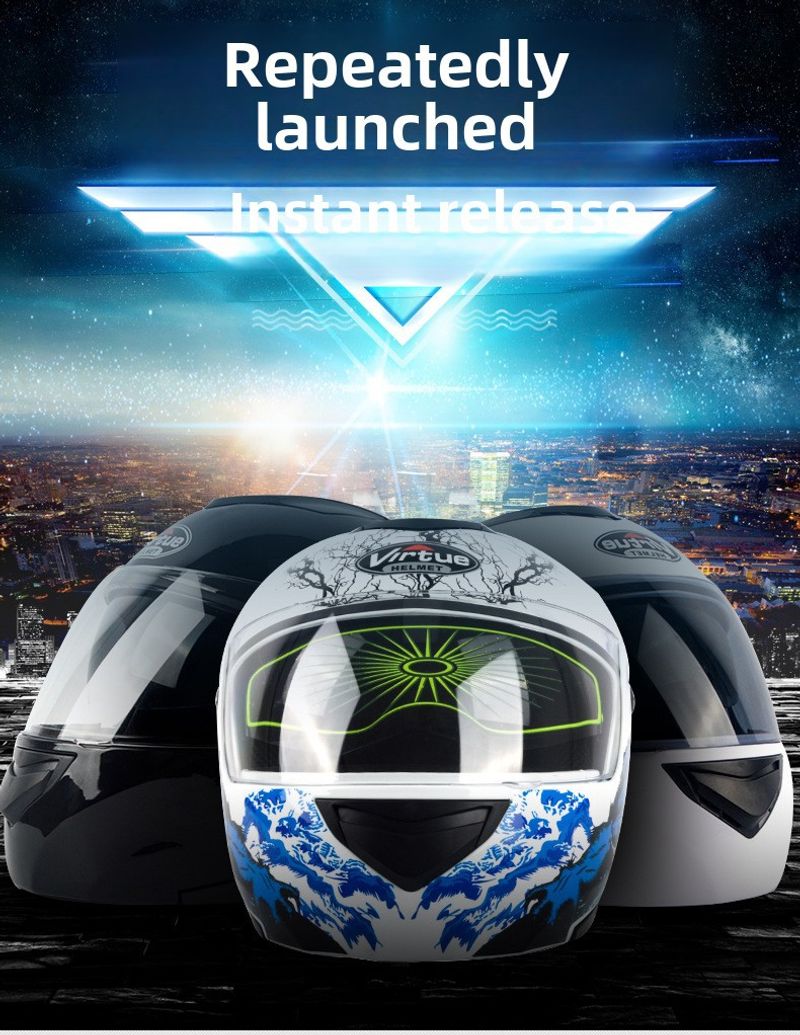 Casque de moto électrique à double lentille pour hommes et femmes, quatre saisons, Bluetooth, tendance et cool_voghion.com