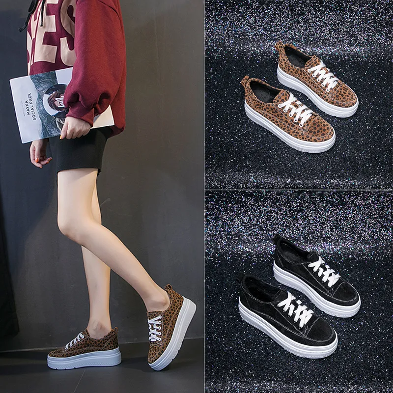 Scarpe casual semplici, comode, traspiranti, alla moda e con stampa leopardata, con punta rotonda e bassa sul fondo._voghion.com