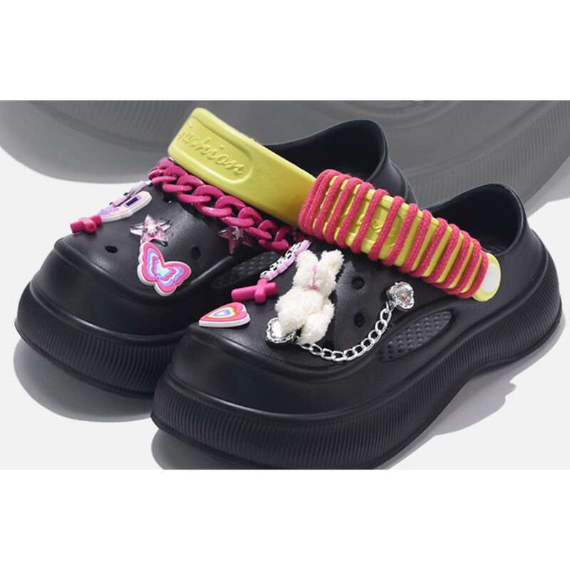 chain Thick Bottom Shoes Women's Shoes Non-slip And Anti-odor EVA Hundred Package Head Shoes_voghion.com