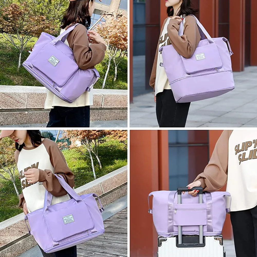 Shoulder Travel Bag Lage Organizer Large Capacity Foldable Duffle Handbags Women Training Gym Yoga Camping Daily Storage_voghion.com