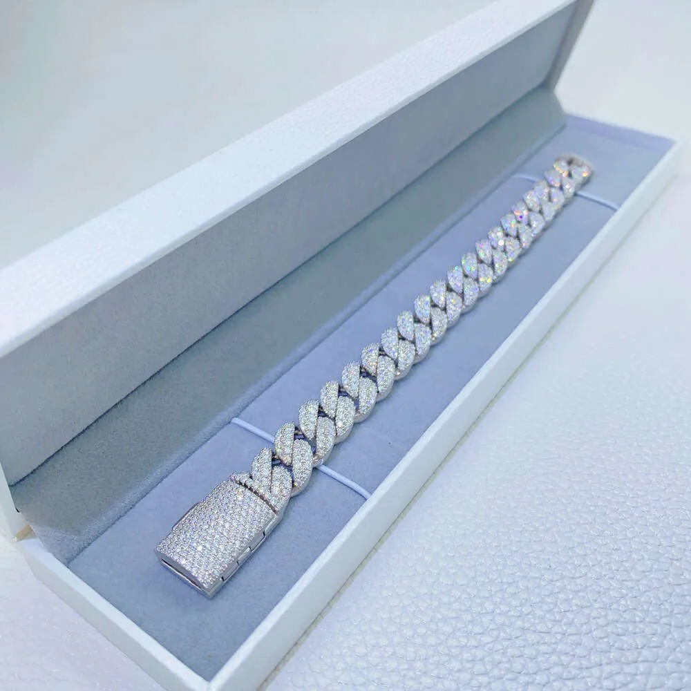 cuban Link Chain Necklace Designer For Women Men Sterling Sier Platinum Plated 12mm Width Vvs Moissanite Pass Dia Tester_voghion.com