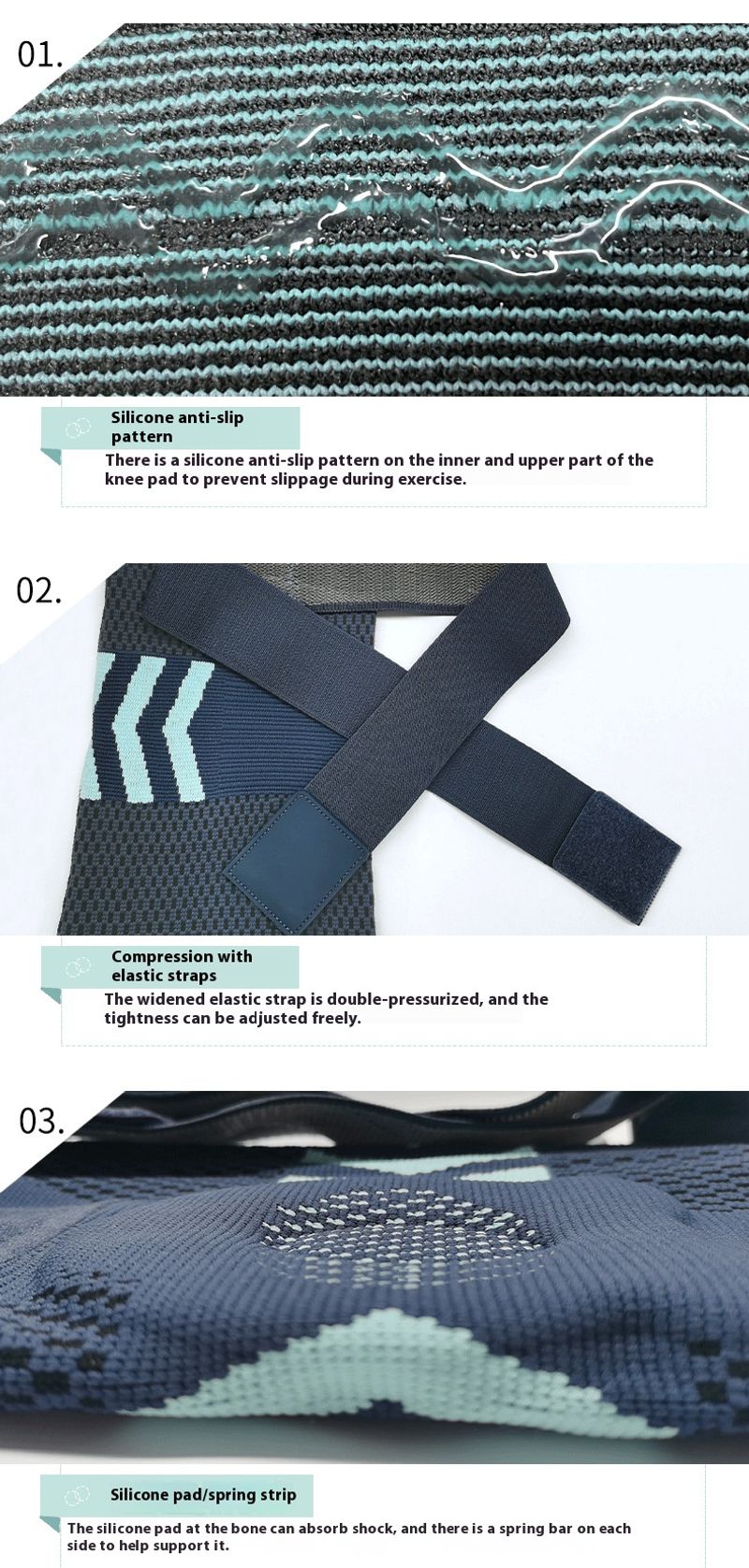 Sports women's nylon straps, silicone pads for cycg, cold resistant spring support, knee pads, meniscus_voghion.com