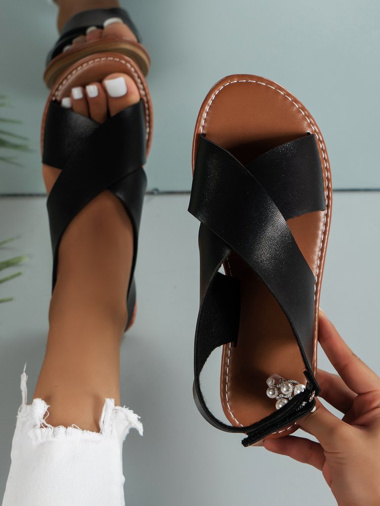 Ciabatte da spiaggia a punta aperta con fascia larga in stile retrò da donna_voghion.com