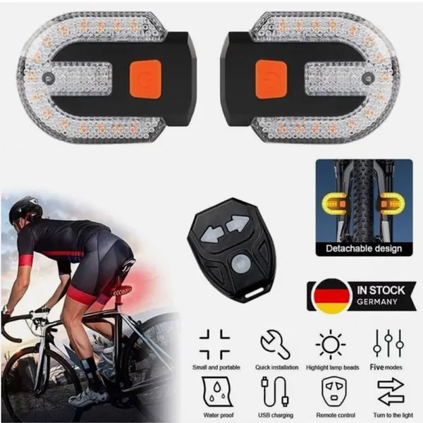Fanale posteriore a LED per bicicletta con telecomando, 5 modalità, USB, impermeabile IPX5._voghion.com