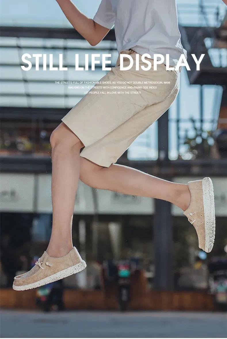Men's Casual Flat Shoes Comfortable Breathable Canvas Trainers_voghion.com