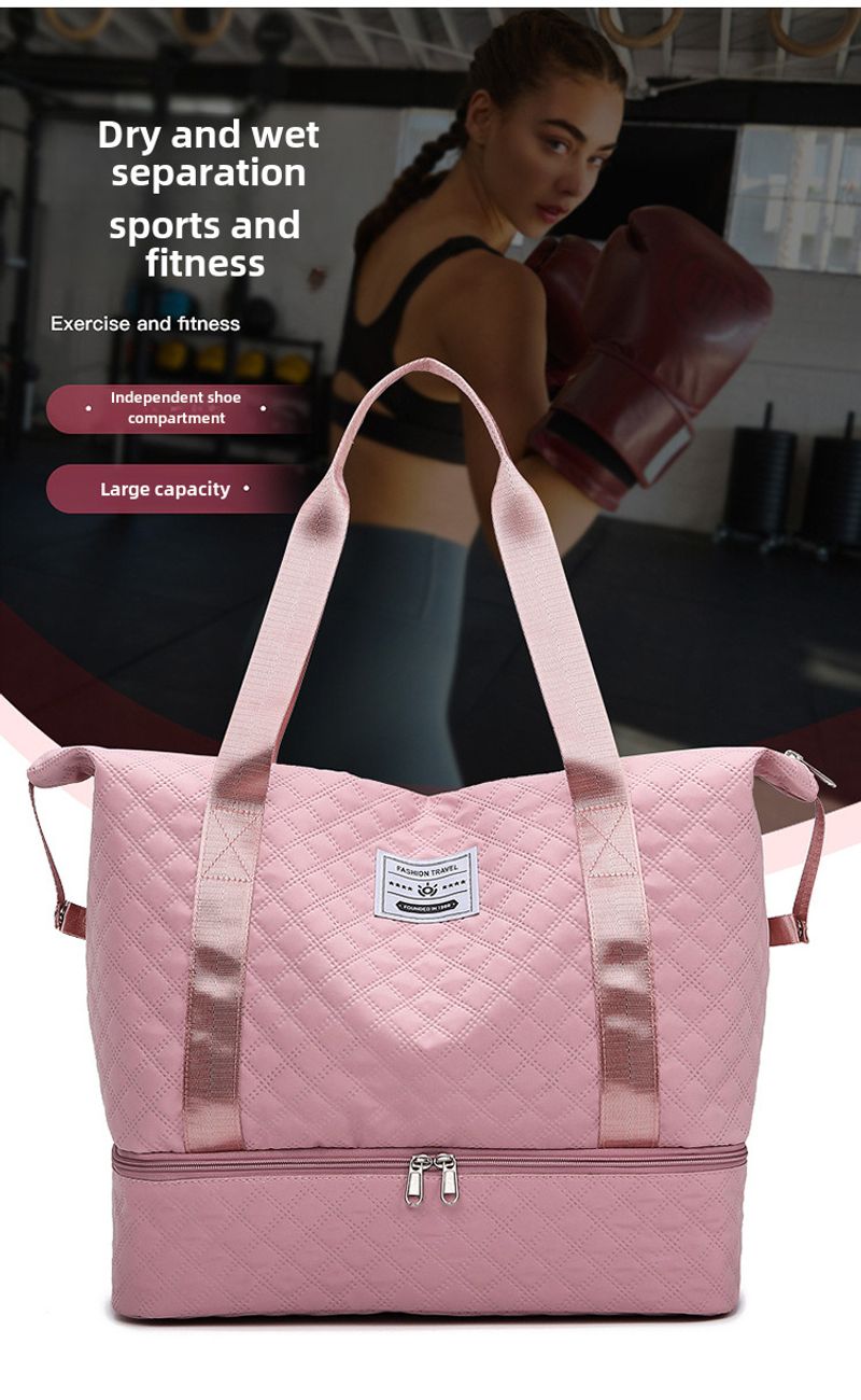 Neue modische trendige Kurzstreckenreise Kleidung aus Oxford-Stoff mit Rautengitter, Handtasche, Geschäftsreise und_voghion.com